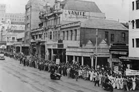 Indian people march in Durban to protest against the Ghetto Act