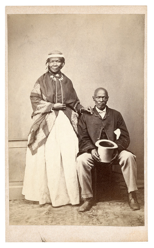 William Moore (attr.), inscribed: Macomo and his chief wife [Portrait of Maqoma and his wife Katyi] South Africa, c. 1869 Albumen print
