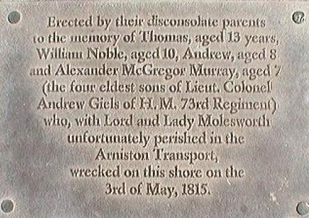 Memorial plaque - Arniston 