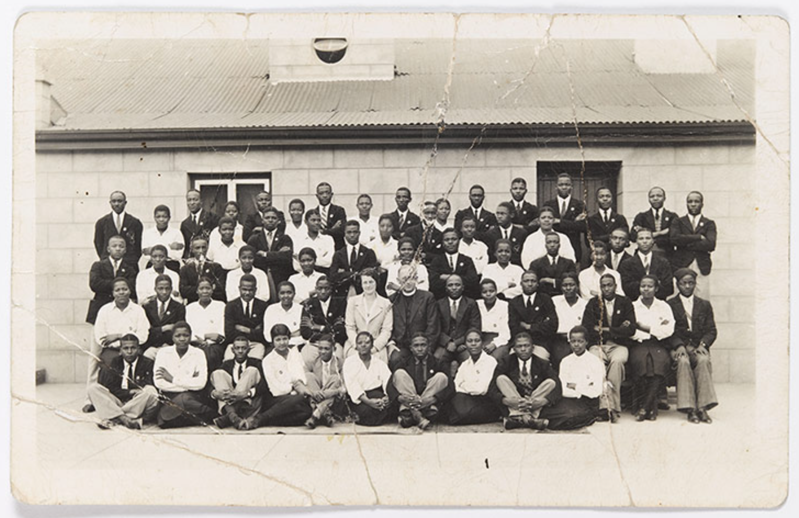 1938: Earliest known image of Nelson Mandela (back row, fifth from right) at Healdtown Comprehensive School Photograph: Google Mandela archive