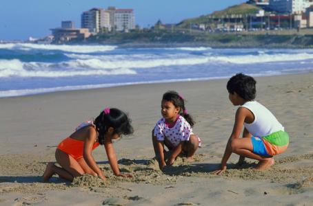 Indian children playing on Durban Beach