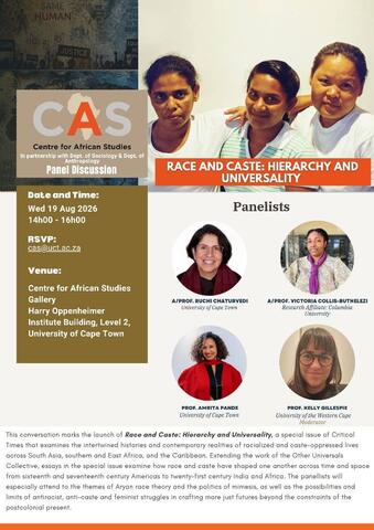 Race and Caste: Hierarchy and Universality: CAS in partnership with Dept. of Sociology and Dept. of Anthropology Panel Discussion