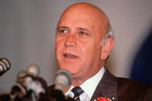 President F.W. de Klerk promises repeal of apartheid laws
