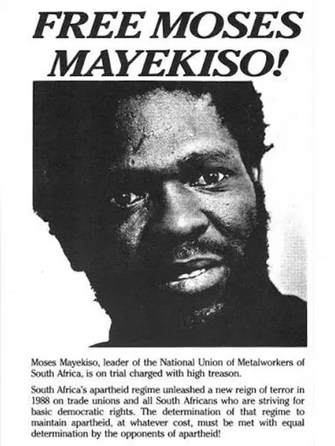 Union leader, Moses Mayekiso is reported to be under arrest on his return from Sweden.
