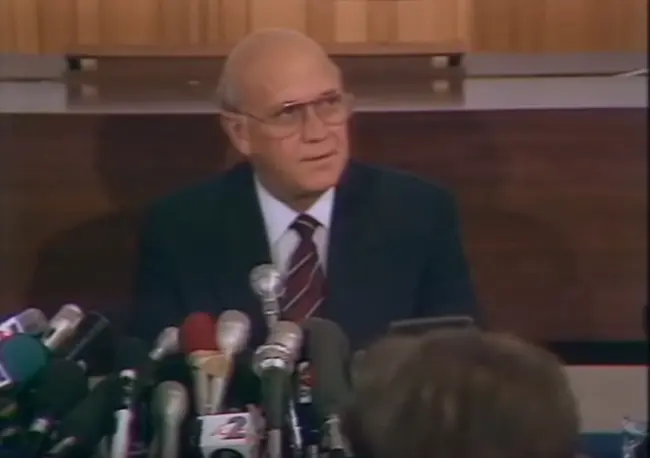 F.W. de Klerk announces Nelson Mandela will be freed on 11 February