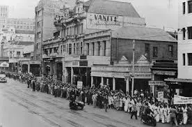 Indian people march in Durban to protest against the Ghetto Act