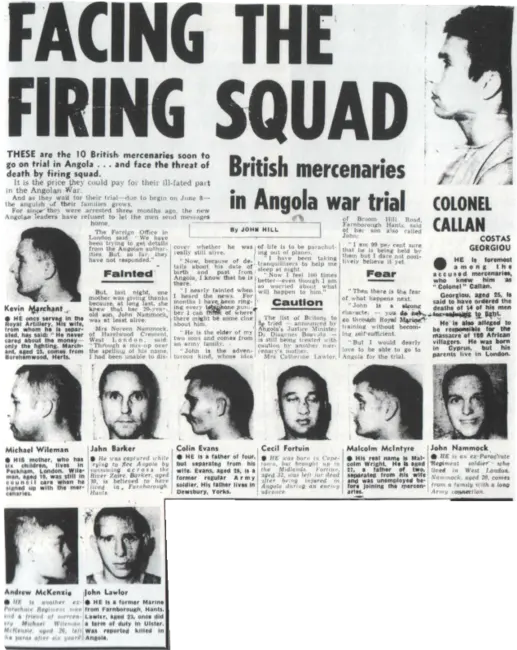 Three British mercenaries are sentenced to death for their part in the Angolan civil war