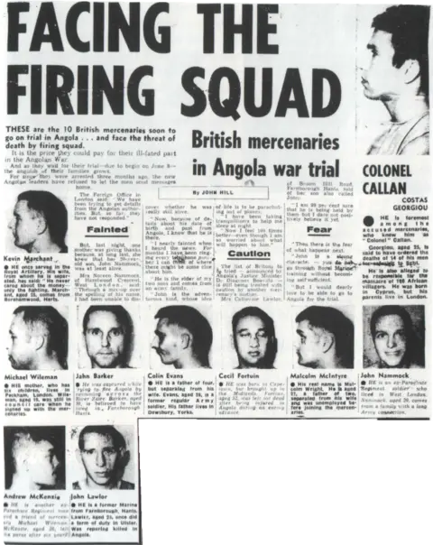 Three British mercenaries are sentenced to death for their part in the Angolan civil war