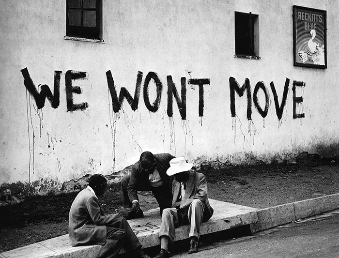 Sophiatown residents playing Morabaraba while forced removals are taking place