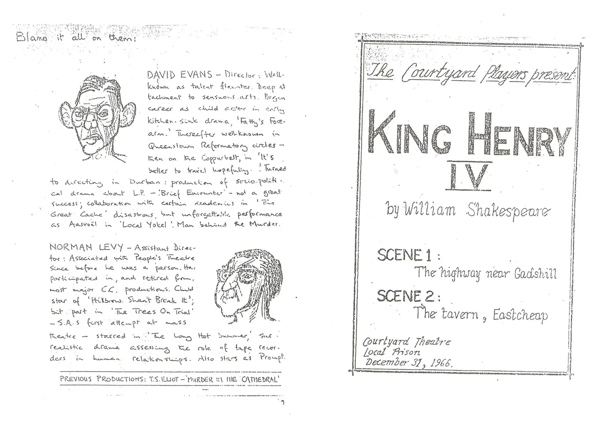 Norman Levy - Courtyard Players Henry IV 1966  - Outer Page