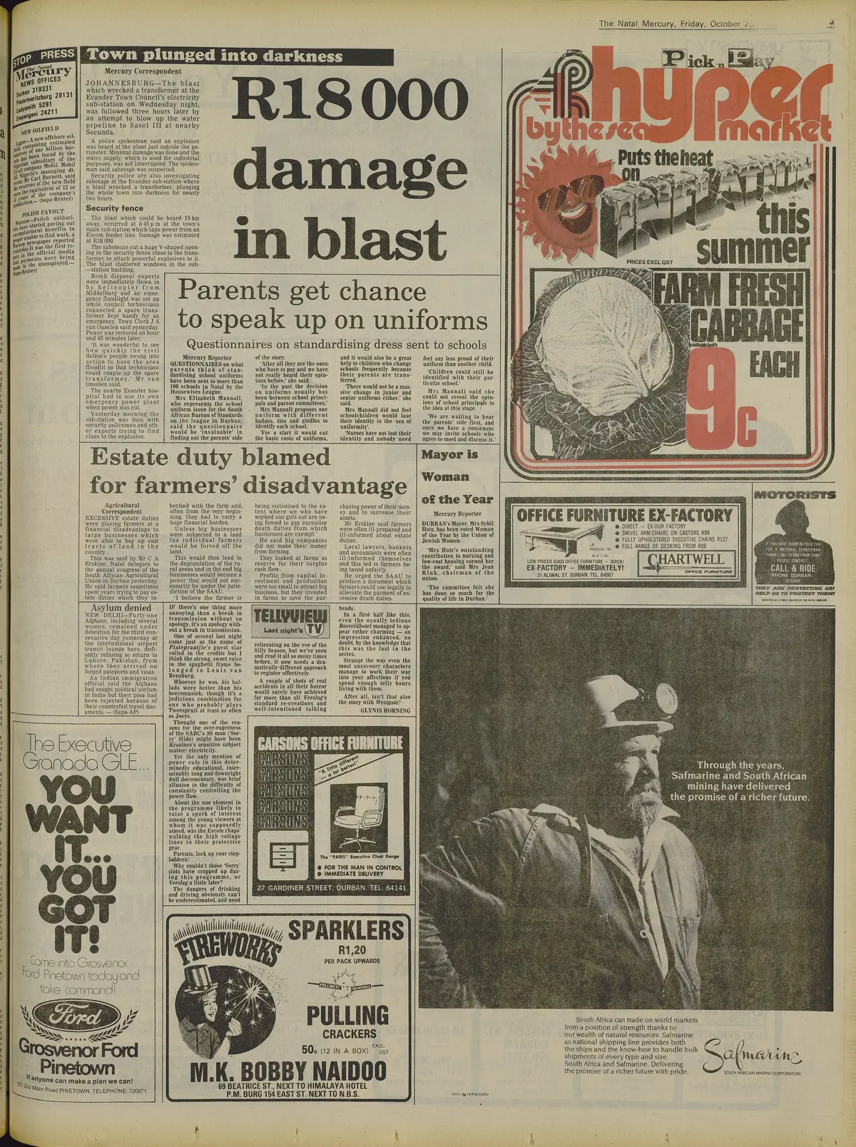 R18 000 damage in blast, Natal Mercury, 23 October 1981