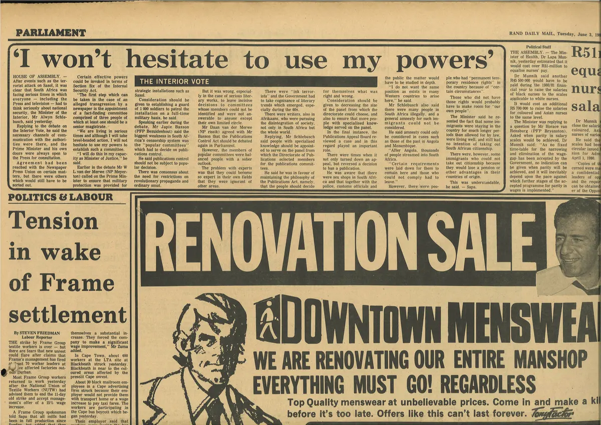I won't hesitate to use my powers, Rand Daily Mail, 3 June 1980