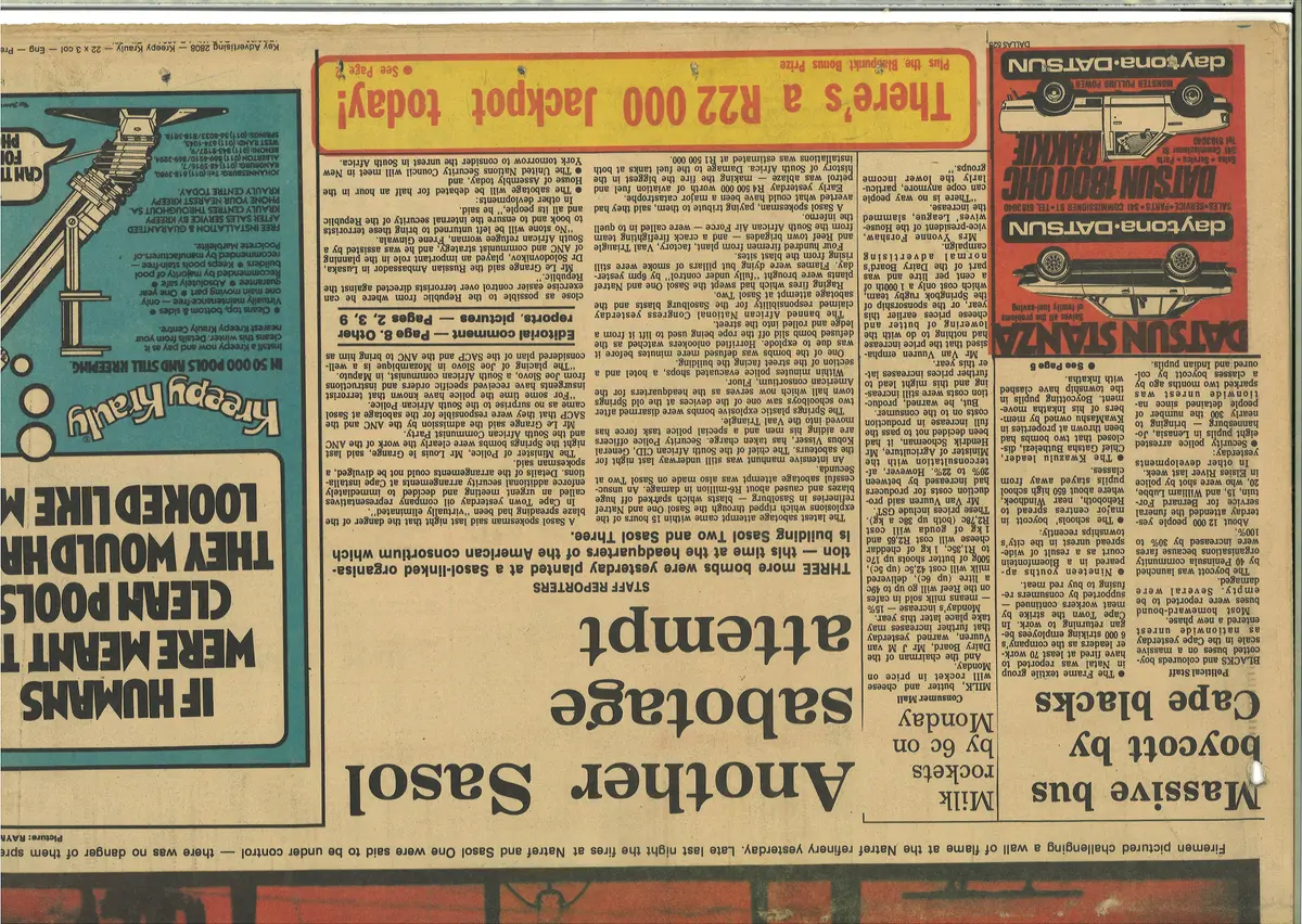 Another Sasol sabotage attempt, Rand Daily Mail, 3 June 1980, Part 2