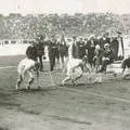 The start of the 100 meters final at the Olympic Games in 1908