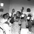 September: Albertina Sisulu celebrating with friends after her release from 90-day detention1963