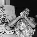 Albertina Sisulu at what appears to be a FEDSAW rally 1980