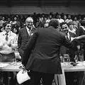 Archie Gumede being congratulated by Natal delegates on being elected first vice-President of the UDF