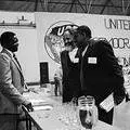 Curtis Nkondo, Transvaal delegate, chatting to Joe Marx and a Western Cape delegate