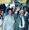 Walter Sisulu and his wife on his release from prison. 1989