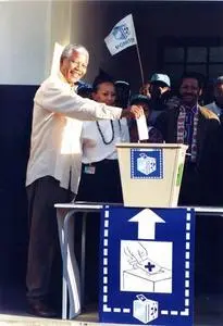 Nelson Mandela casts his vote, 1994.