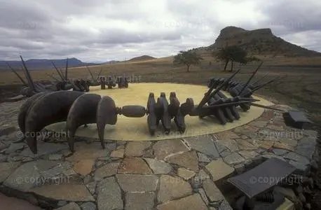 Memorial to the Zulu warriors. Isandlwana Battlefield. Near Nqutu. KwaZulu Natal, South Africa.