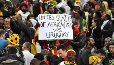 African fans, wearing Ghanaian colours, exhibited African unity through their support for Ghana