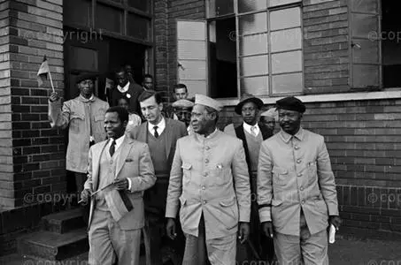 Ex-chief Albert Luthuli surrounded by members of the Germiston ANC and Oliver Tambo