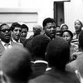 Nelson Mandela, Aziz Pahadand Winnie Mandela outside the Old Synagogue