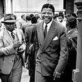 Mandela with Moses Kotane outside the Old Synagogue