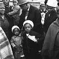 Winnie Mandela with her children outside the Palace of Justice during the Rivonia Trial of 1963
