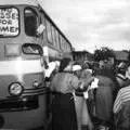 Women of all races arrive by the busload to participate in the August 9 1956 anti-Pass march in Pretoria