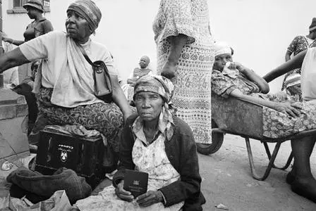 Elderly women waiting for pension funds