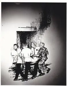 Police Sketch of casualty being removed from the scene. Silverton Siege, 1980.