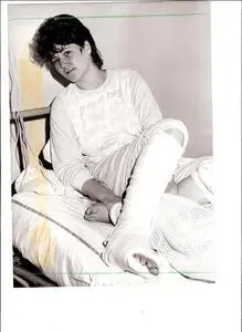 Injured hostage recovers in hospital. Silverton Siege, 1980.
