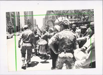 Crowds gather outside courtroom. Silverton Siege, 1980