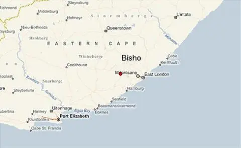 Map of the Eastern Cape featuring Bisho