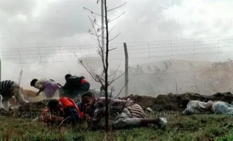 ANC supporters take cover on the Ciskeien side of the border