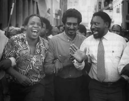 Chris Hani, Jay Naidoo and Cyril Ramaphosa on the march in 1992