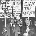 Yusuf Dadoo (left) and Slovo (right) protest against the Rivonia Trial, London 1963