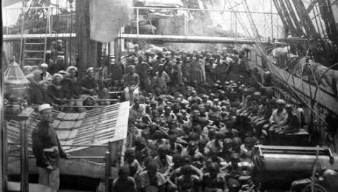 Archival image of the slave trade depicting East African slaves