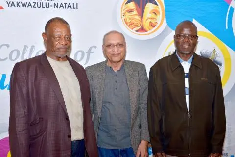 Wally Serote seen with Omar Badsha and Stephen Mutula