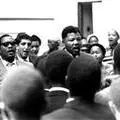 Treason Trial Halts - Nelson Mandela, Aziz Pahad and Winnie Mandela outside the court.