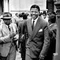 Mandela with Moses Kotane outside the Old Synagogue, Treason Trial covered by Drum