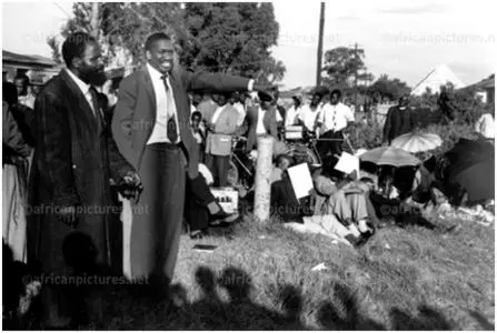 Robert Sobukwe and other PAC leaders in a political gathering