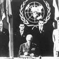 General Smuts signing the agreement at the first meeting of the UN General Assembly, 1930