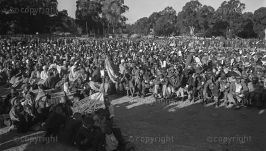June 26, 1955. The Congress of the People meet at the Kliptown football ground