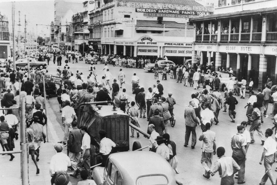 1949: Rumours of a black teenager being attacked by an Indian shopkeeper sparked days of violence in Durban, with an eventual casualty list of 100 dead and 500 injured. Photo: Bettmann 