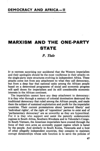 Marxism and the one-party state