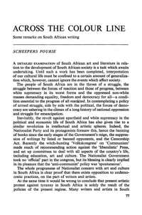 Across the colour line: some remarks on South African writing