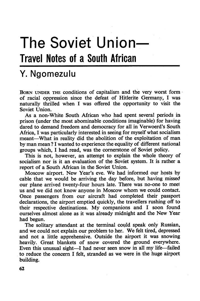 The Soviet Union: travel notes of a South African